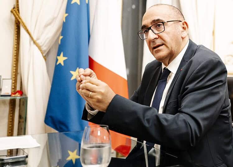 Laurent Nunez lors d'un discours à la Grande mosquée.