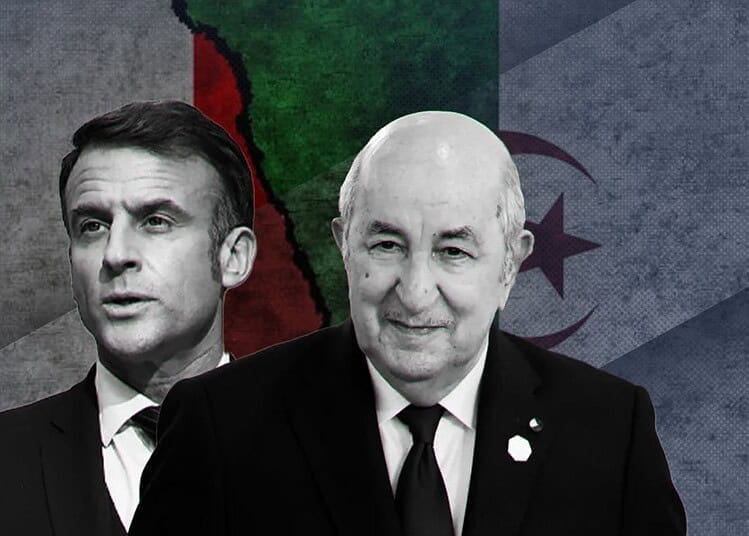 Prolongation de la détention d'un diplomate algérien : tensions avec Paris Deux hommes politiques devant un drapeau algérien et français.