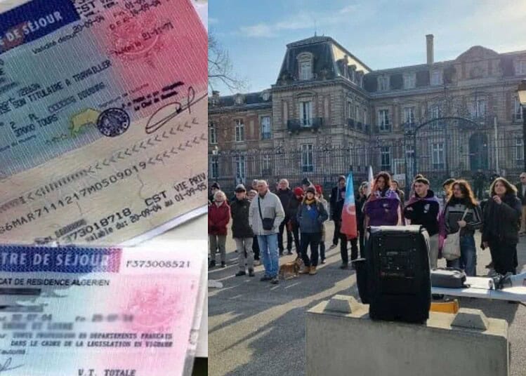 Frais en hausse pour titres et permis en France : impact pour les Algériens ? Documents de résidence et groupe de personnes à Paris.