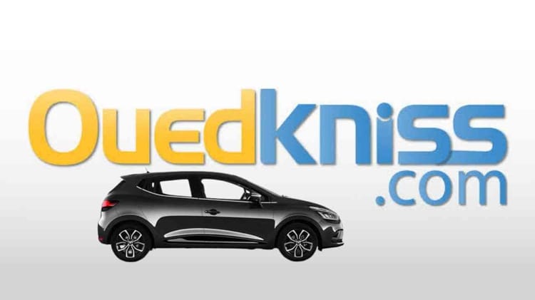 Ouedkniss auto : voici les offres de vente de voitures jusqu’à ce jour Logo Ouedkniss.com avec voiture noire pour annonces et ventes en Algérie.