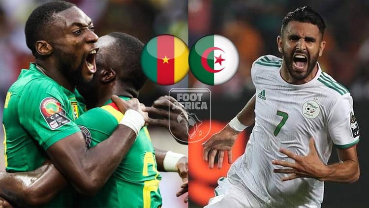 Slimani n’en revient toujours pas de la défaite face au Cameroun ! Joueurs de football algériens et camerounais en action lors du match.