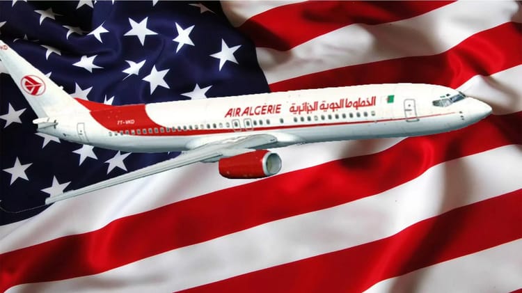 Ligne Alger-New York : Elisabeth Moore soutient le projet Avion Air Algérie sur fond de drapeau américain.