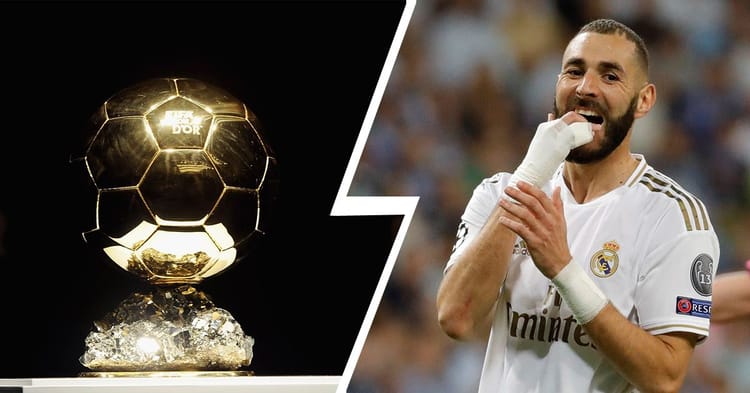 Les noms des lauréats du Ballon d’Or France Football 2022 ont-t-ils fuité ? Trophée du Ballon d'Or 2022 et joueur de football en célébration.