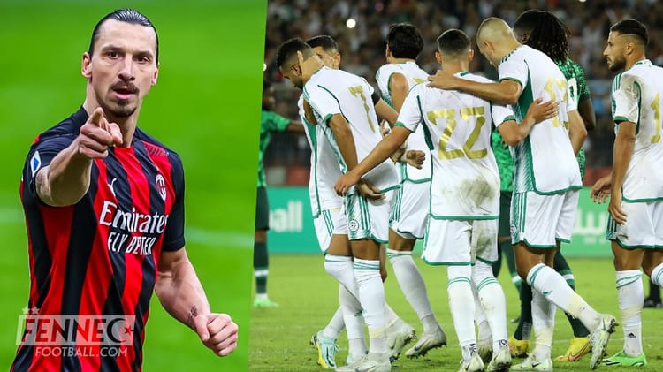 Ibrahimovic et équipe d'Algérie lors d'un match de football.