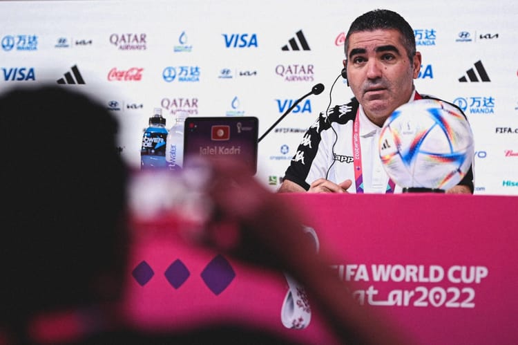 Jalel Kadri, entraîneur de football, lors d'une conférence avant l'Australie.