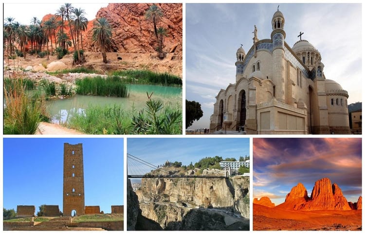 Voyager en 2023 : voici les plus beaux endroits à visiter en Algérie Paysages variés d'Algérie : oasis, monuments, montagnes et désert.