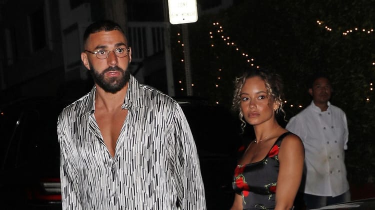 Cora Gauthier et Karim Benzema lors d'une sortie nocturne.