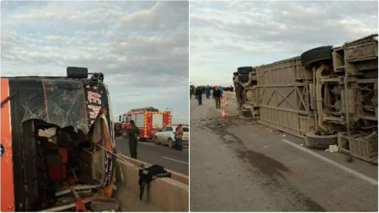 Bus renversé dans la wilaya de M'Sila après un accident grave.
