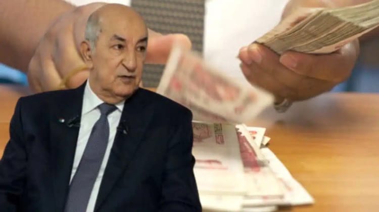 Tout savoir sur les modalités de la hausse des salaires en Algérie décidée par Tebboune Image de Tebboune avec des billets de banque en arrière-plan.