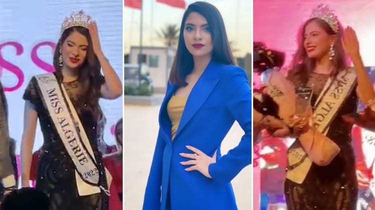Melissa Hammoumraoui couronnée Miss Algérie 2022, portant la couronne et la sash.