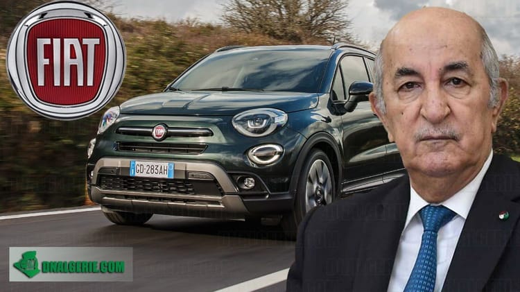 Voiture Fiat noire avec homme politique algérien en premier plan.