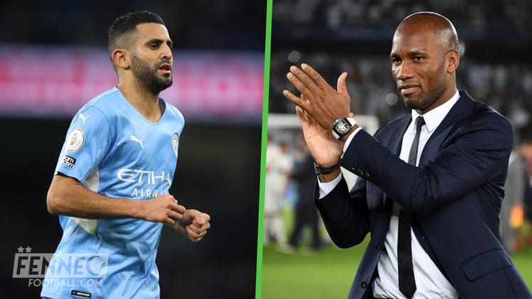Riyad Mahrez et un entraîneur en pleine discussion sur le terrain.