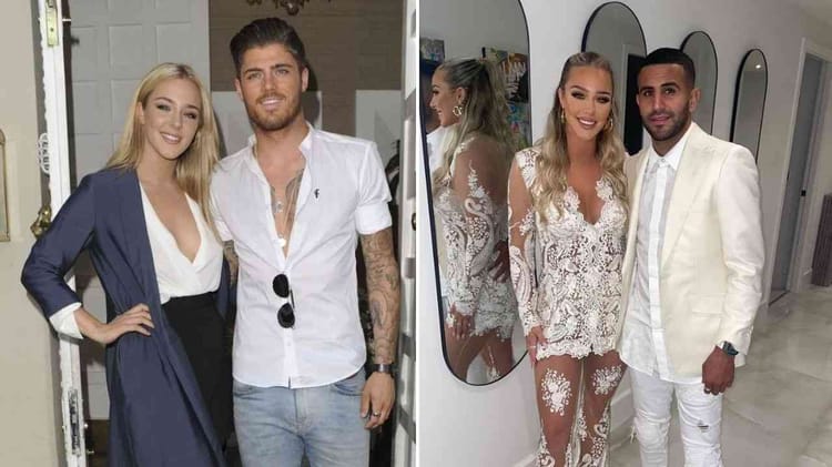 Voici en image, la femme à Mahrez, Taylor Ward, avant la chirurgie esthétique Femme à Mahrez avec Taylor Ward avant chirurgie esthétique, sourire et style élégant.