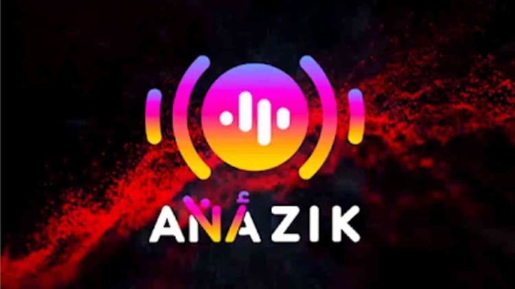 Logo de l'application musicale ANAZIK d'Ooredoo avec effets lumineux.