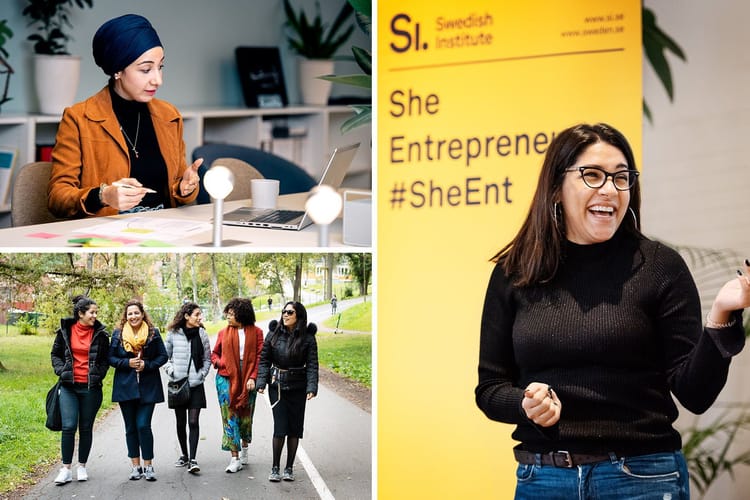 Femmes entrepreneures algériennes participant à un programme en Suède.
