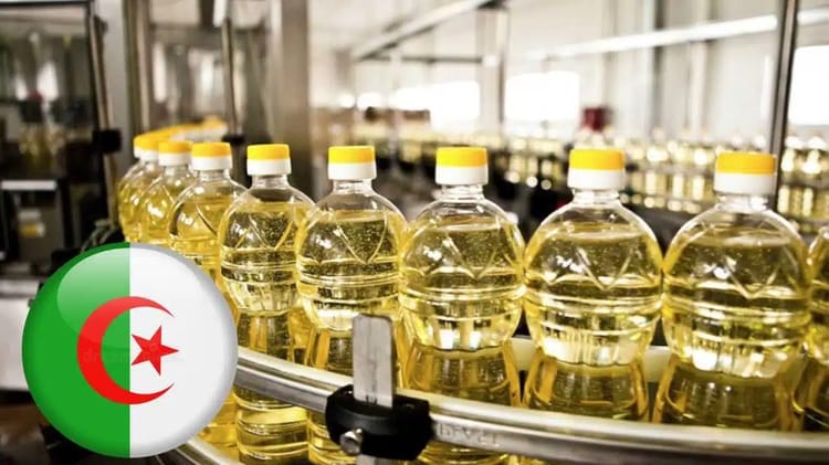 Huile de table : l’Algérie mise tout pour atteindre l’autosuffisance Bouteilles d'huile de table en production en Algérie.