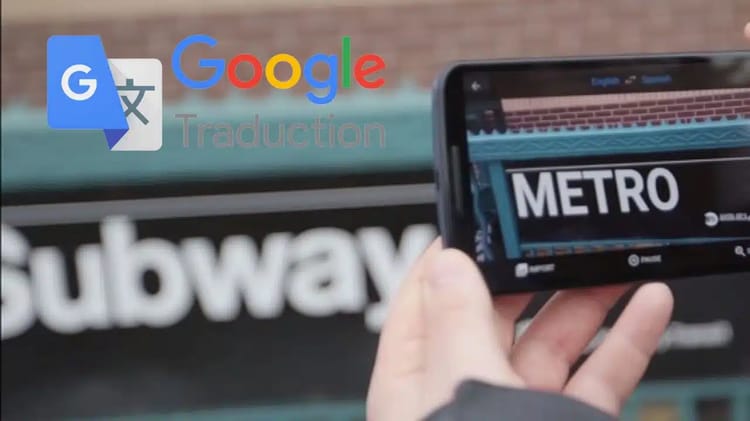 Utilisation de Google Traduction pour traduire une image sur un smartphone.