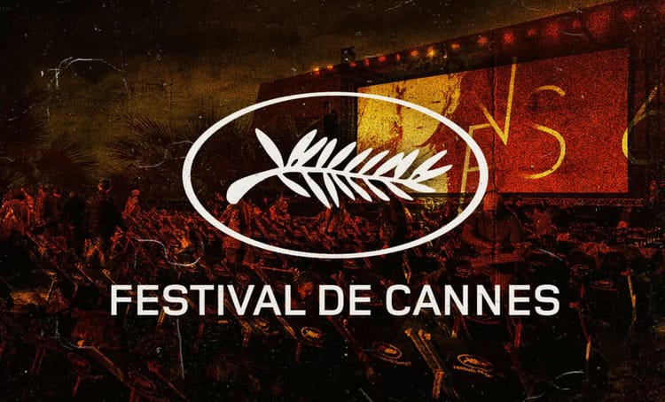 Logo du Festival de Cannes avec symbole amazigh en arrière-plan.