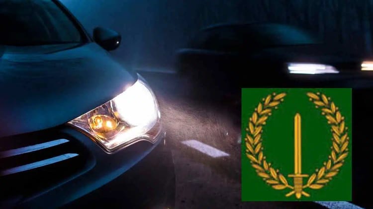 Véhicule avec feux non conformes lors d'un contrôle routier.