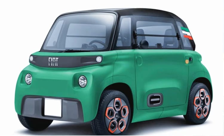 Topolino : C'est la nouvelle Fiat et voici le prix Mini voiture électrique Fiat Topolino verte avec design compact.