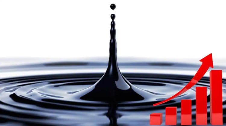 Graphique de croissance des prix du pétrole avec flèche ascendante.