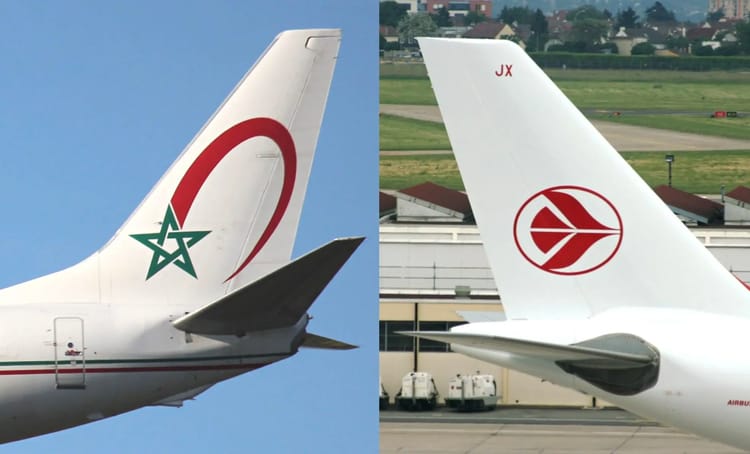 Air Algérie surpasse la Royal Air Maroc en passagers Aile d'Air Algérie et aile de Royal Air Maroc côte à côte.