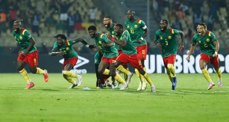 Les joueurs du Cameroun lors d'un match de qualification CAN 2023.
