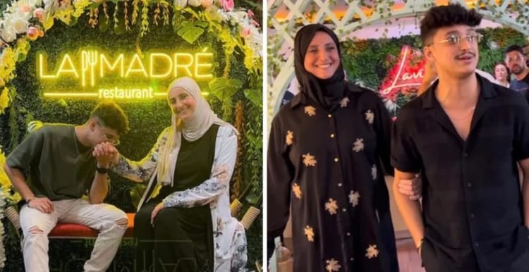 Influenceur Rifka avec une cliente lors de l'ouverture du restaurant La Madré à Alger.