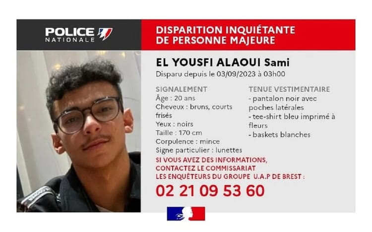 France : Un marocain porté disparu après une soirée dansante Jeune homme disparu, recherche policière, description physique.