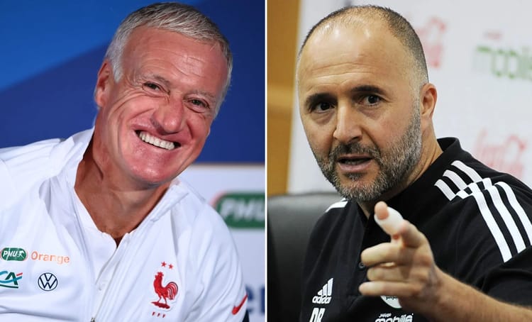Belmadi et Deschamps lors d'une conférence de presse.