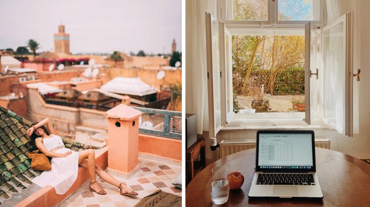 Espace de travail à domicile avec vue sur la ville marocaine.