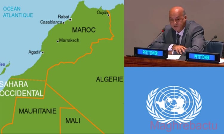 Carte géographique du Sahara Occidental et de l'Algérie avec villes principales.