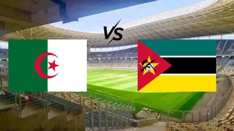 Mozambique-Algérie : heures et chaînes pour suivre le match Drapeaux de Mozambique et Algérie dans un stade de football.