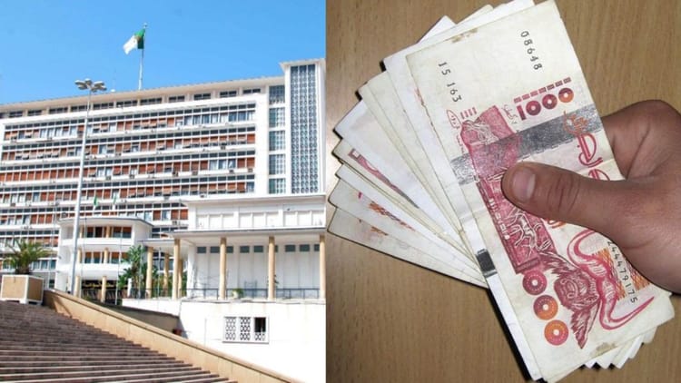 Gros plan sur des billets de banque algériens en main.