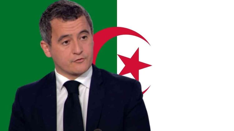 France Algérie : La substance de ce qu'a dit Darmanin après l'échange avec Tebboune Gérald Darmanin lors d'une conférence en Algérie avec drapeau algérien en arrière-plan.