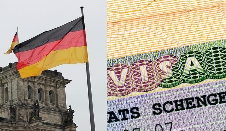 Travailler en Allemagne : Découvrez les métiers facilitant l'obtention du visa Drapeau allemand et document de visa Schengen pour l'Allemagne.