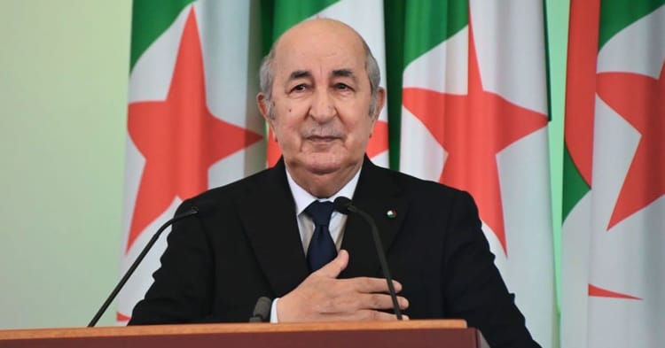 Président algérien Abdelmadjid Tebboune lors d'une allocution officielle.