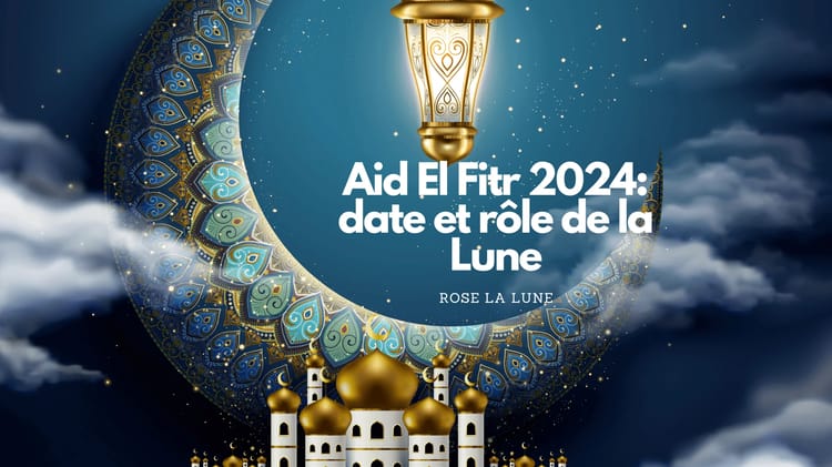 Illustration de la lune et d'une lanterne pour Aid El-Fitr 2024.