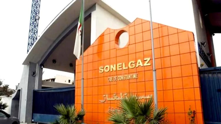 Bâtiment de Sonelgaz à Constantine avec drapeau algérien.