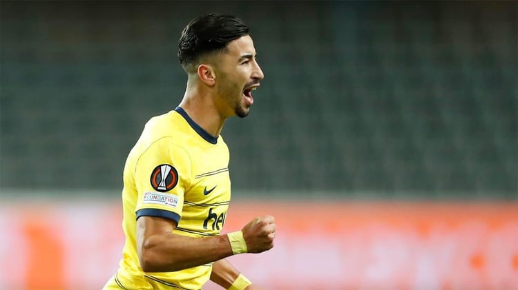 Mohamed Amine Amoura lors d'un match avec le Royal Union Saint-Gilloise.