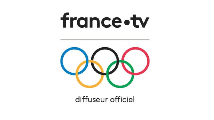 Logo officiel de France TV avec les anneaux olympiques pour les JO 2024.