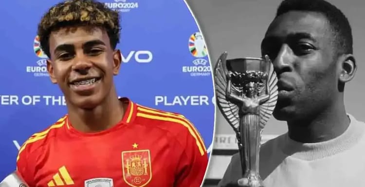Lamine Yamal, jeune joueur, avec un sourire, en maillot de l'Espagne.