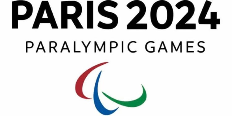 Logo des Jeux Paralympiques 2024 à Paris avec symboles colorés.