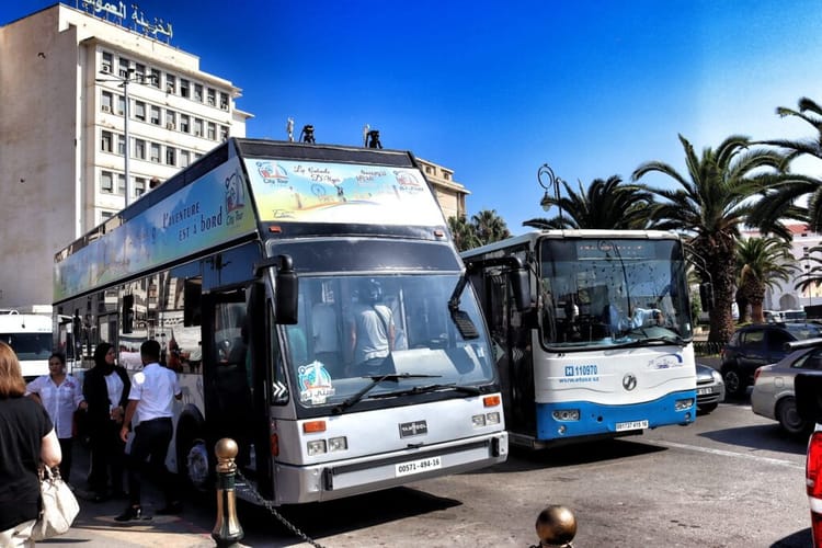 Bus et minibus en service à Alger pour la gratuité des transports.