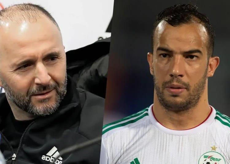 Djamel Benlamri et Djamel Belmadi lors d'une interview sportive.