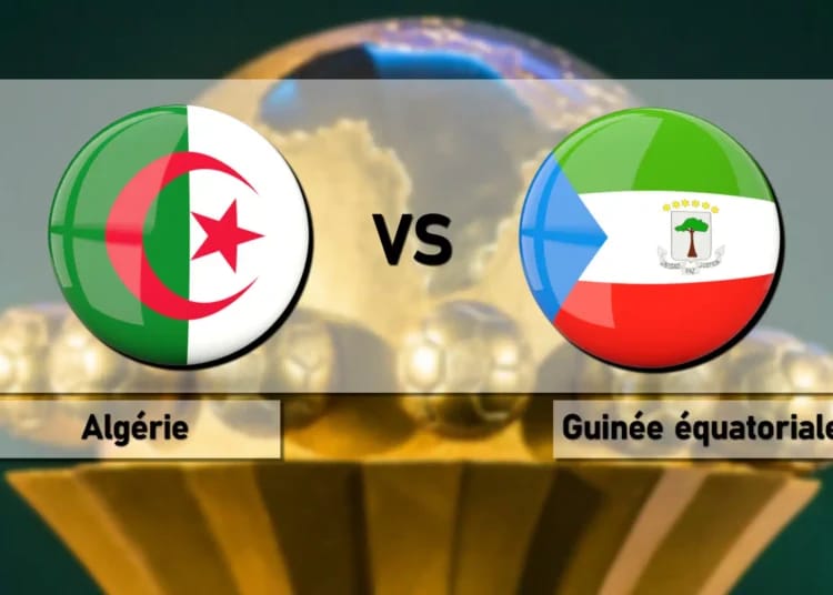 Drapeaux d'Algérie et de Guinée Équatoriale pour le match de football.