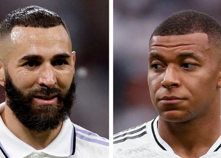 Karim Benzema vide son sac sur Kylian Mbappé : "Mbappé n'est pas un joueur n°9" Karim Benzema et Kylian Mbappé lors d'un match de football.