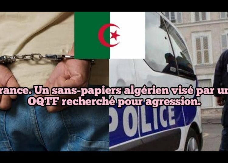 Quelle audace! Un sans-papiers algérien sous OQTF agresse un policier. La sentence est sans appel... Jeune homme en mains menottées, police en action, drapeau algérien et police en France.