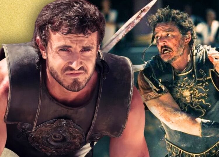 Gladiator II : Un triomphe au box-office algérien Scène intense de Gladiator II avec deux combattants en action.