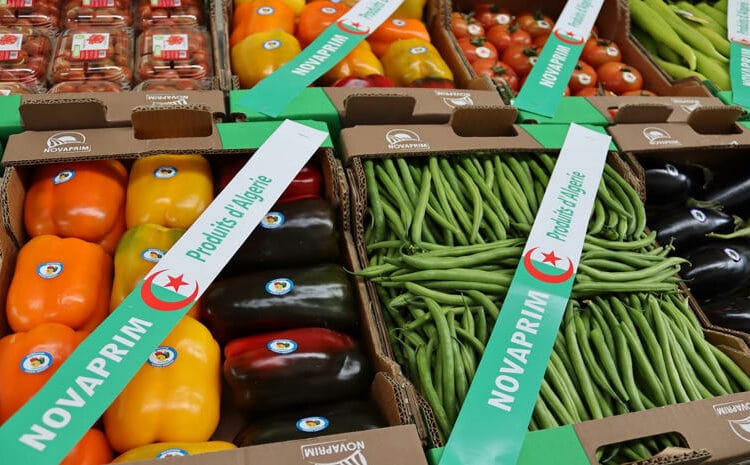 Légumes et fruits algériens dans des boîtes à Madrid.